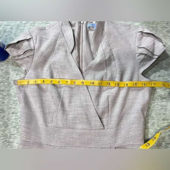 🛍️ANTONIO MELANI Light‎ khaki cap sleeve sheath dress size 4. - Picture 11 of 13